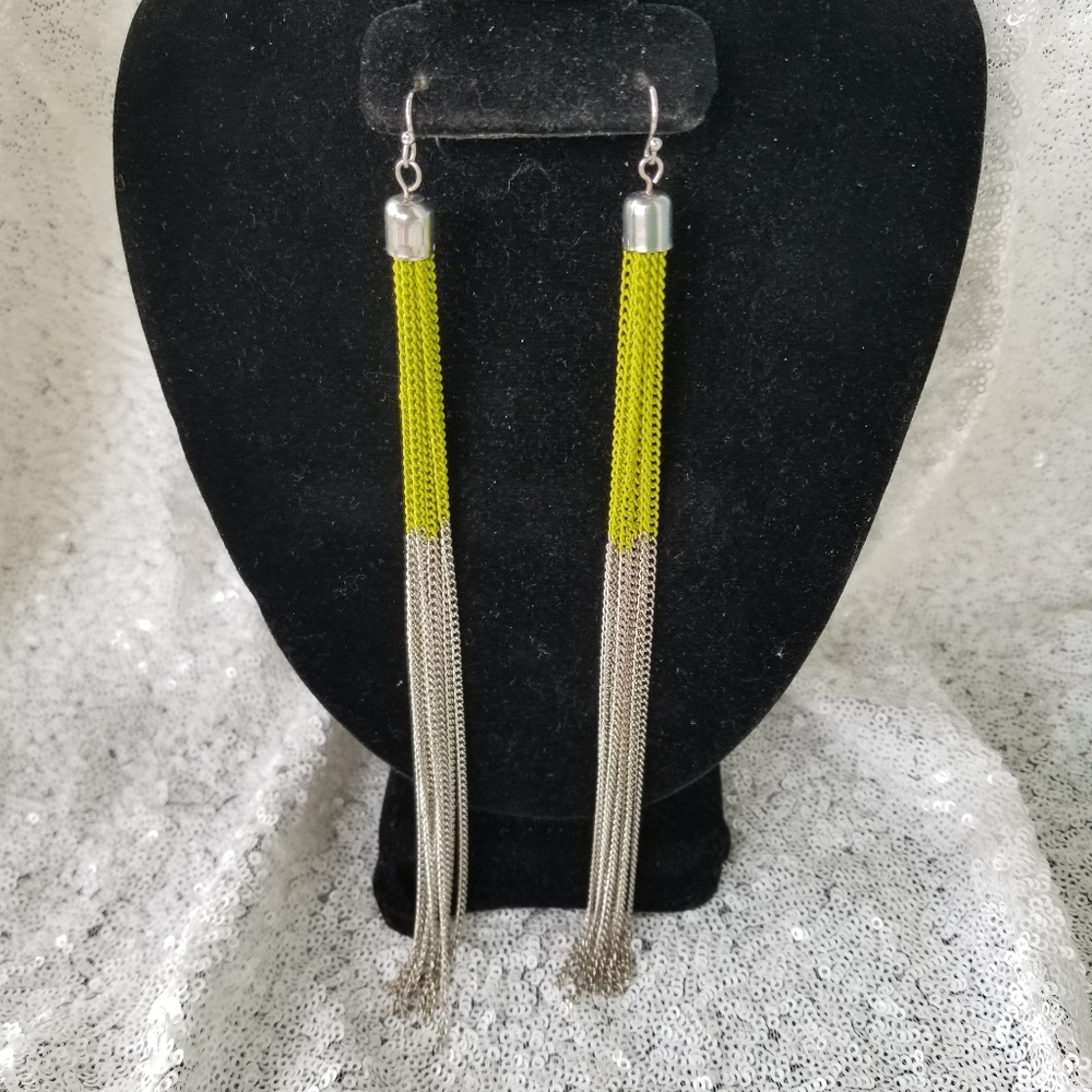 Green & Silver Chain earrings